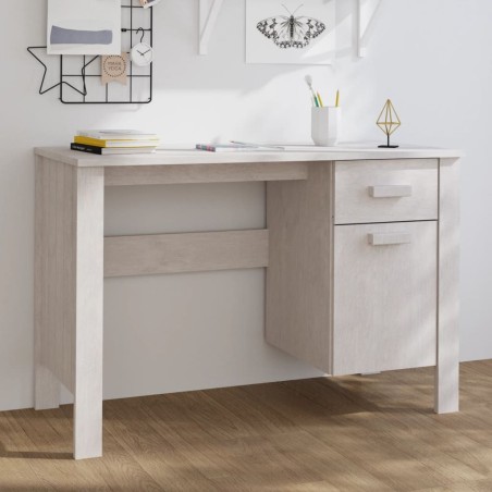 vidaXL Schreibtisch HAMAR Weiß 113x50x75 cm Massivholz Kiefer