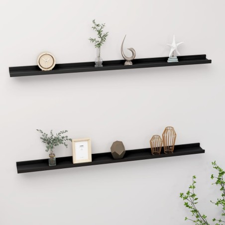 vidaXL Wandregale 2 Stk. Schwarz 115x9x3 cm