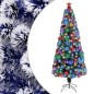 vidaXL Künstlicher Weihnachtsbaum mit LED Weiß & Blau 180 cm Glasfaser vidaXL Künstlicher Weihnachtsbaum mit LED Weiß & Blau 180 cm Glasfaser