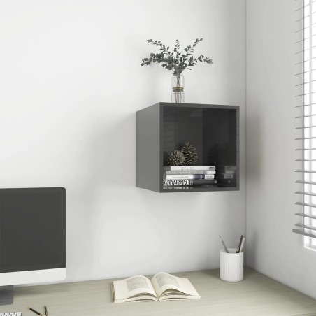 vidaXL Wandschrank Hochglanz-Grau 37x37x37 cm Holzwerkstoff