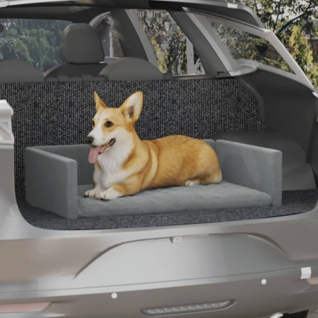 vidaXL Kofferraum-Hundebett Hellgrau 70x45 cm Leinenoptik