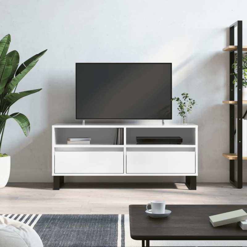 vidaXL TV-Schrank Hochglanz-Weiß 100x34,5x44,5 cm Holzwerkstoff vidaXL TV-Schrank Hochglanz-Weiß 100x34,5x44,5 cm Holzwerkstoff