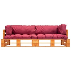 vidaXL 2-tlg. Garten-Palettensofa-Set Kissen in Rot Kiefernholz