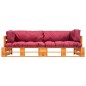 vidaXL 2-tlg. Garten-Palettensofa-Set Kissen in Rot Kiefernholz vidaXL 2-tlg. Garten-Palettensofa-Set Kissen in Rot Kiefernholz