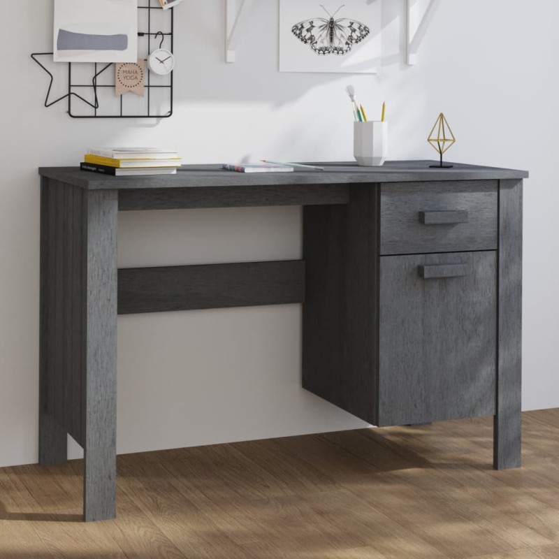 vidaXL Schreibtisch HAMAR Dunkelgrau 113x50x75 cm Massivholz Kiefer vidaXL Schreibtisch HAMAR Dunkelgrau 113x50x75 cm Massivholz Kiefer
