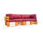 vidaXL 2-tlg. Garten-Palettensofa-Set Kissen in Rot Kiefernholz vidaXL 2-tlg. Garten-Palettensofa-Set Kissen in Rot Kiefernholz