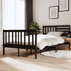 vidaXL Massivholzbett Schwarz 120x190 cm