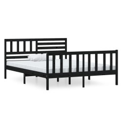 vidaXL Massivholzbett Schwarz 120x190 cm