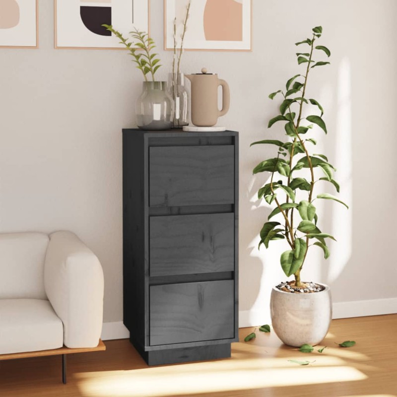 vidaXL Sideboard Grau 32x34x75 cm Massivholz Kiefer vidaXL Sideboard Grau 32x34x75 cm Massivholz Kiefer