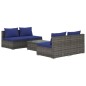 vidaXL 5-tlg. Garten-Lounge-Set mit Kissen Poly Rattan Grau vidaXL 5-tlg. Garten-Lounge-Set mit Kissen Poly Rattan Grau