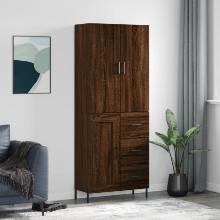 Highboard Braun Eichen-Optik 69,5x34x180 cm Holzwerkstoff