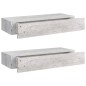 vidaXL Wandregale mit Schubladen 2 Stk. Betongrau 60x23,5x10 cm MDF vidaXL Wandregale mit Schubladen 2 Stk. Betongrau 60x23,5x10 cm MDF