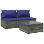 vidaXL 3-tlg. Garten-Lounge-Set mit Kissen Poly Rattan Grau vidaXL 3-tlg. Garten-Lounge-Set mit Kissen Poly Rattan Grau