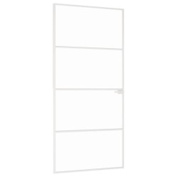 vidaXL Innentür Weiß 93x201,5 cm Hartglas & Aluminium Schlank