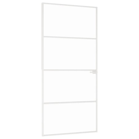 vidaXL Innentür Weiß 93x201,5 cm Hartglas & Aluminium Schlank