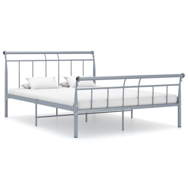 vidaXL Bettgestell Grau Metall 140x200 cm vidaXL Bettgestell Grau Metall 140x200 cm