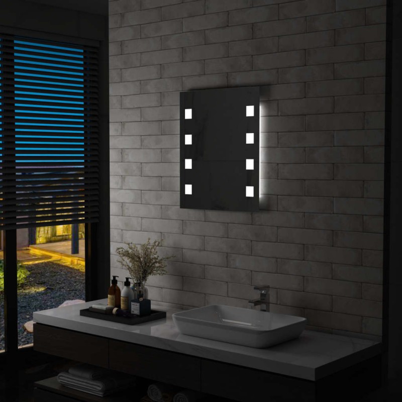 vidaXL Badezimmer-Wandspiegel mit LEDs 50x60 cm vidaXL Badezimmer-Wandspiegel mit LEDs 50x60 cm