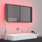 vidaXL LED-Bad-Spiegelschrank Hochglanz-Grau 90x12x45 cm Acryl vidaXL LED-Bad-Spiegelschrank Hochglanz-Grau 90x12x45 cm Acryl
