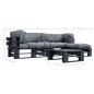 4-tlg. Garten-Lounge-Set aus Paletten mit Grauen Kissen Holz 4-tlg. Garten-Lounge-Set aus Paletten mit Grauen Kissen Holz