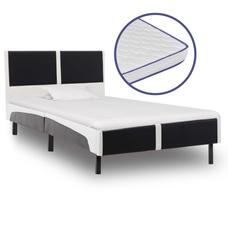 Bett mit Memory-Schaum-Matratze Kunstleder 90×200cm