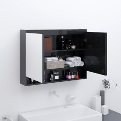 vidaXL Spiegelschrank fürs Bad 80x15x60 cm Glänzend Schwarz