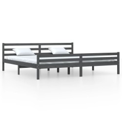 vidaXL Massivholzbett Grau 200x200 cm