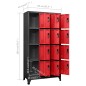 vidaXL Schließfachschrank Anthrazit und Rot 90x45x180 cm Stahl vidaXL Schließfachschrank Anthrazit und Rot 90x45x180 cm Stahl