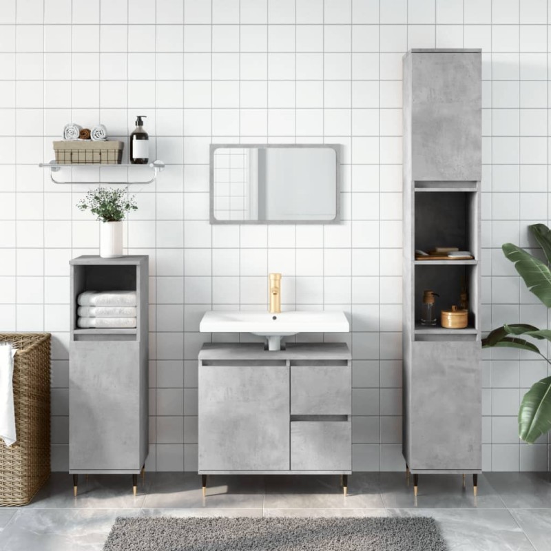 vidaXL Badschrank Betongrau 30x30x190 cm Holzwerkstoff vidaXL Badschrank Betongrau 30x30x190 cm Holzwerkstoff
