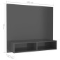 vidaXL TV-Wandschrank Hochglanz-Grau 102x23,5x90 cm Holzwerkstoff vidaXL TV-Wandschrank Hochglanz-Grau 102x23,5x90 cm Holzwerkstoff