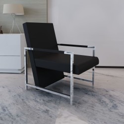 vidaXL Sessel mit Verchromten Beinen Schwarz Kunstleder