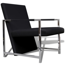 vidaXL Sessel mit Verchromten Beinen Schwarz Kunstleder