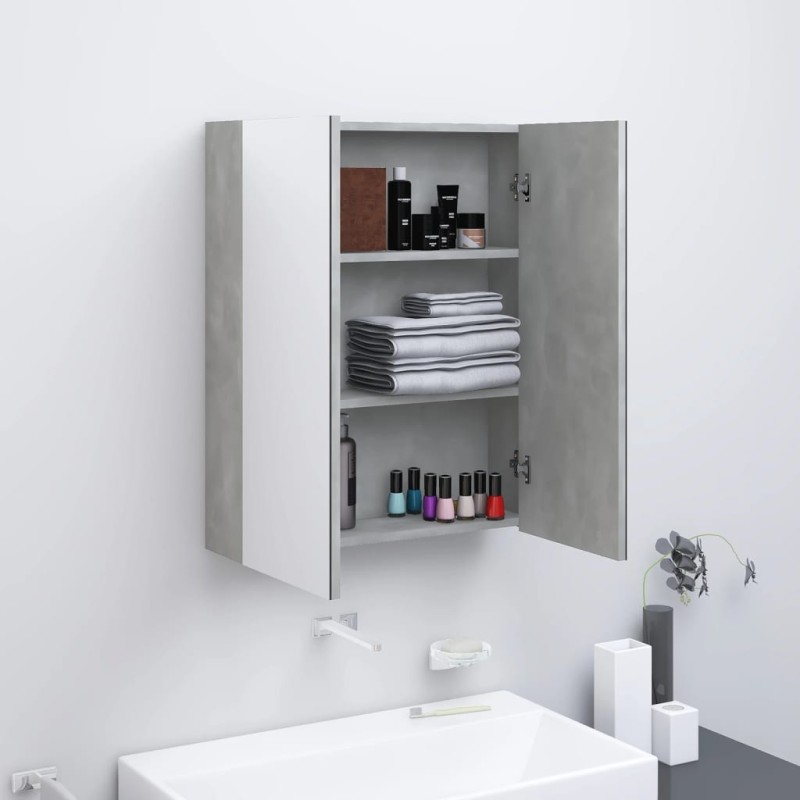 vidaXL Bad-Spiegelschrank 60x15x75 cm MDF Betongrau vidaXL Bad-Spiegelschrank 60x15x75 cm MDF Betongrau