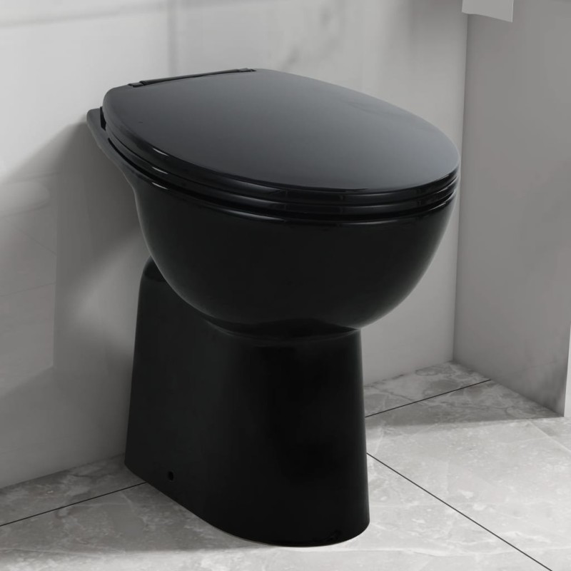 vidaXL Hohe Spülrandlose Toilette Soft-Close 7cm Höher Keramik Schwarz vidaXL Hohe Spülrandlose Toilette Soft-Close 7cm Höher Keramik Schwarz