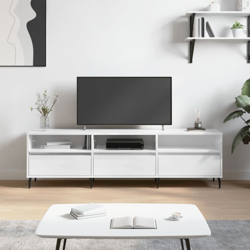 vidaXL TV-Schrank Hochglanz-Weiß 150x30x44,5 cm Holzwerkstoff vidaXL TV-Schrank Hochglanz-Weiß 150x30x44,5 cm Holzwerkstoff