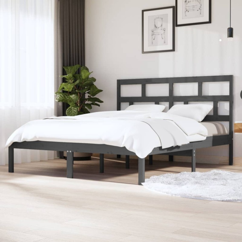 vidaXL Massivholzbett Grau Kiefer 160x200 cm vidaXL Massivholzbett Grau Kiefer 160x200 cm