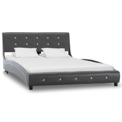 Bett mit Matratze Grau Kunstleder 120 × 200 cm