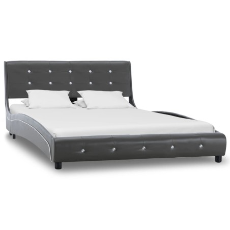 Bett mit Matratze Grau Kunstleder 120 × 200 cm