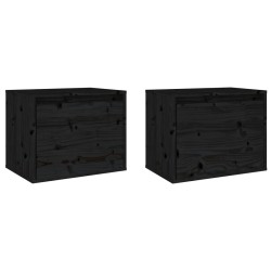 vidaXL Wandschränke 2 Stk. Schwarz 45x30x35 cm Massivholz Kiefer
