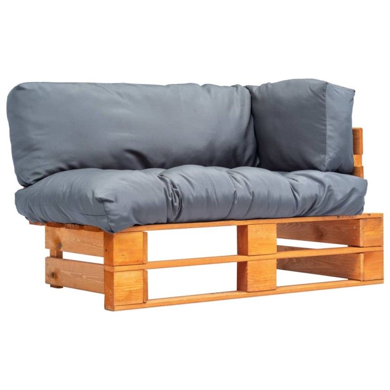 Garten-Palettensofa mit Grauen Kissen Kiefernholz Garten-Palettensofa mit Grauen Kissen Kiefernholz