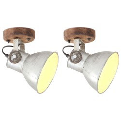 vidaXL Wand-/Deckenlampen Industriestil 2 Stk. Silbern 20x25 cm E27 