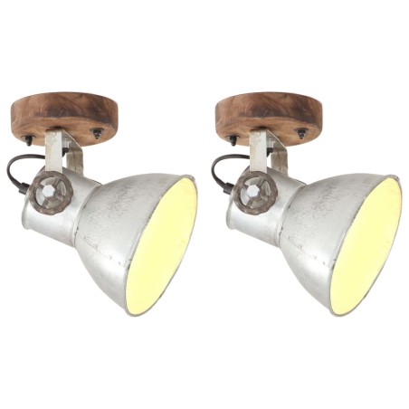 vidaXL Wand-/Deckenlampen Industriestil 2 Stk. Silbern 20x25 cm E27 