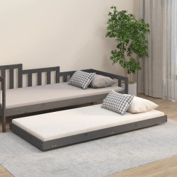 vidaXL Massivholzbett Grau 75x190 cm Kiefer