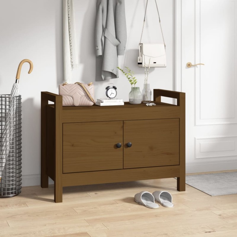 vidaXL Flurbank Honigbraun 80x40x60 cm Massivholz Kiefer vidaXL Flurbank Honigbraun 80x40x60 cm Massivholz Kiefer
