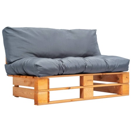 vidaXL Outdoor-Sofa Paletten mit Kissen in Grau Kiefernholz