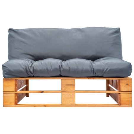 vidaXL Outdoor-Sofa Paletten mit Kissen in Grau Kiefernholz