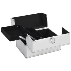 vidaXL Kosmetikkoffer 22x30x21 cm Silbern Aluminium 