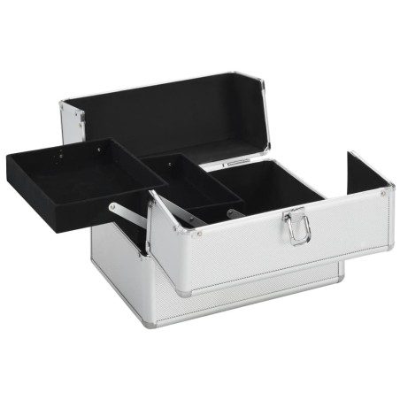vidaXL Kosmetikkoffer 22x30x21 cm Silbern Aluminium 