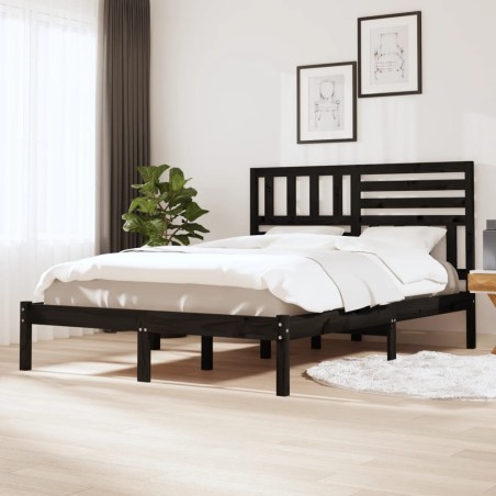 vidaXL Massivholzbett Schwarz Kiefer 140x200 cm