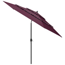 vidaXL Sonnenschirm mit Aluminium-Mast 3-lagig Bordeauxrot 3 m