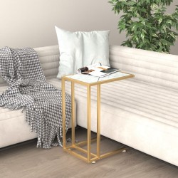vidaXL Computer-Beistelltisch Weiß Marmor 50x35x65 cm Hartglas